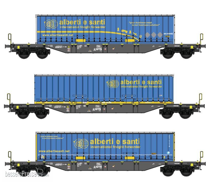3-teiliges Set Containerwagen GTS "Alberti e Santi" - Ep.VI