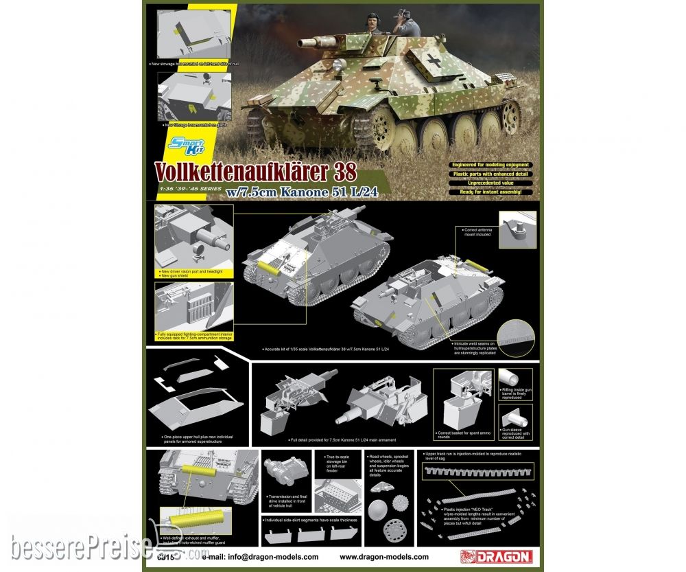 Dragon 540006815 - 1:35 Vollkettenaufklär.38 w/7,5cm Kanone | Modellbau