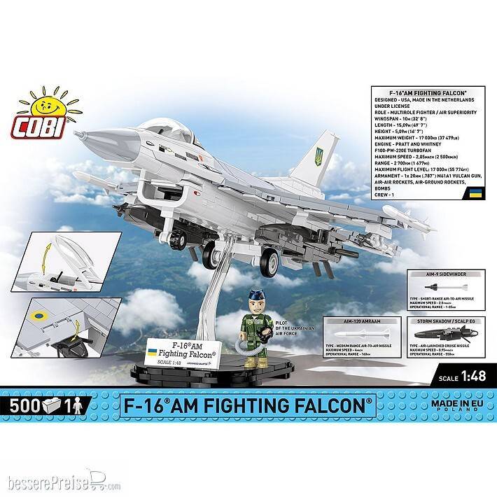 Set de Construit Cobi, F-16AM Fighting Falcon (COBI-5893), 500 piese Set de Construit Cobi, F-16AM Fighting Falcon (COBI-5893), 500 piese