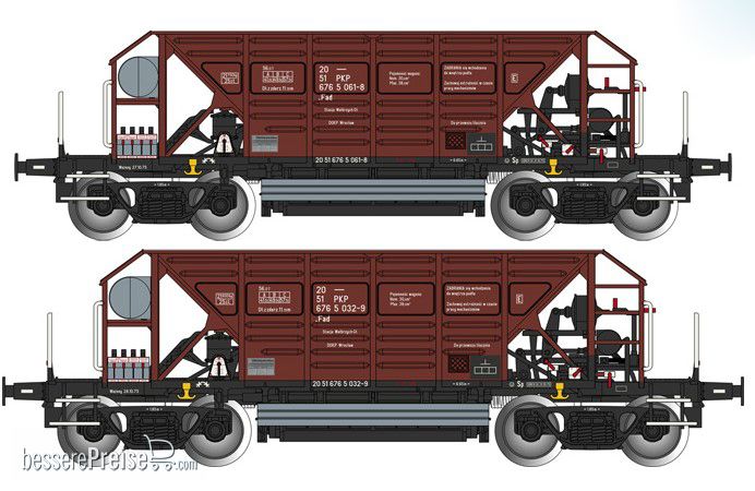 2er Set Selbstentladewagen Fad der PKP - Ep. IV in brauner Farbgebung