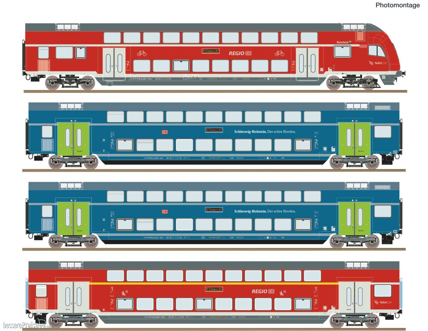Roco 6210250 - 4-tlg. Set: Doppelstockwagen, DB AG