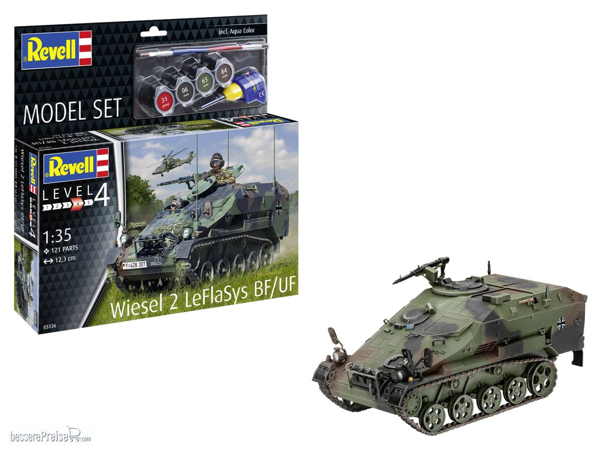 Revell 63336 - Model Set Wiesel 2 LeFlaSys BF/UF Revell Modellbausatz mit Basiszubehör | Modellbau