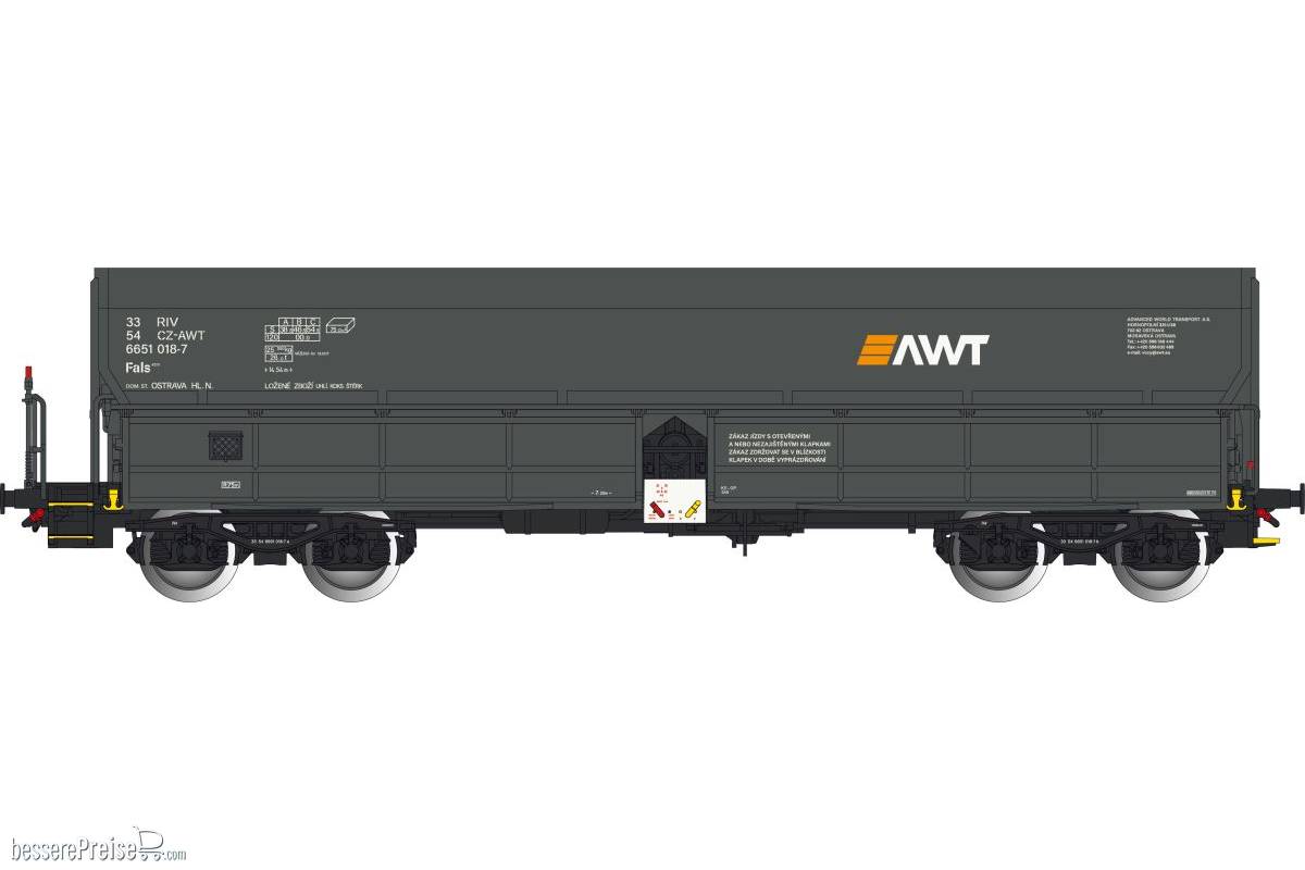 Selbstentladewagen der Gattung Fals - Bahnverwaltung CZ-AWT - Ep.VI - in grauer Farbgebung
