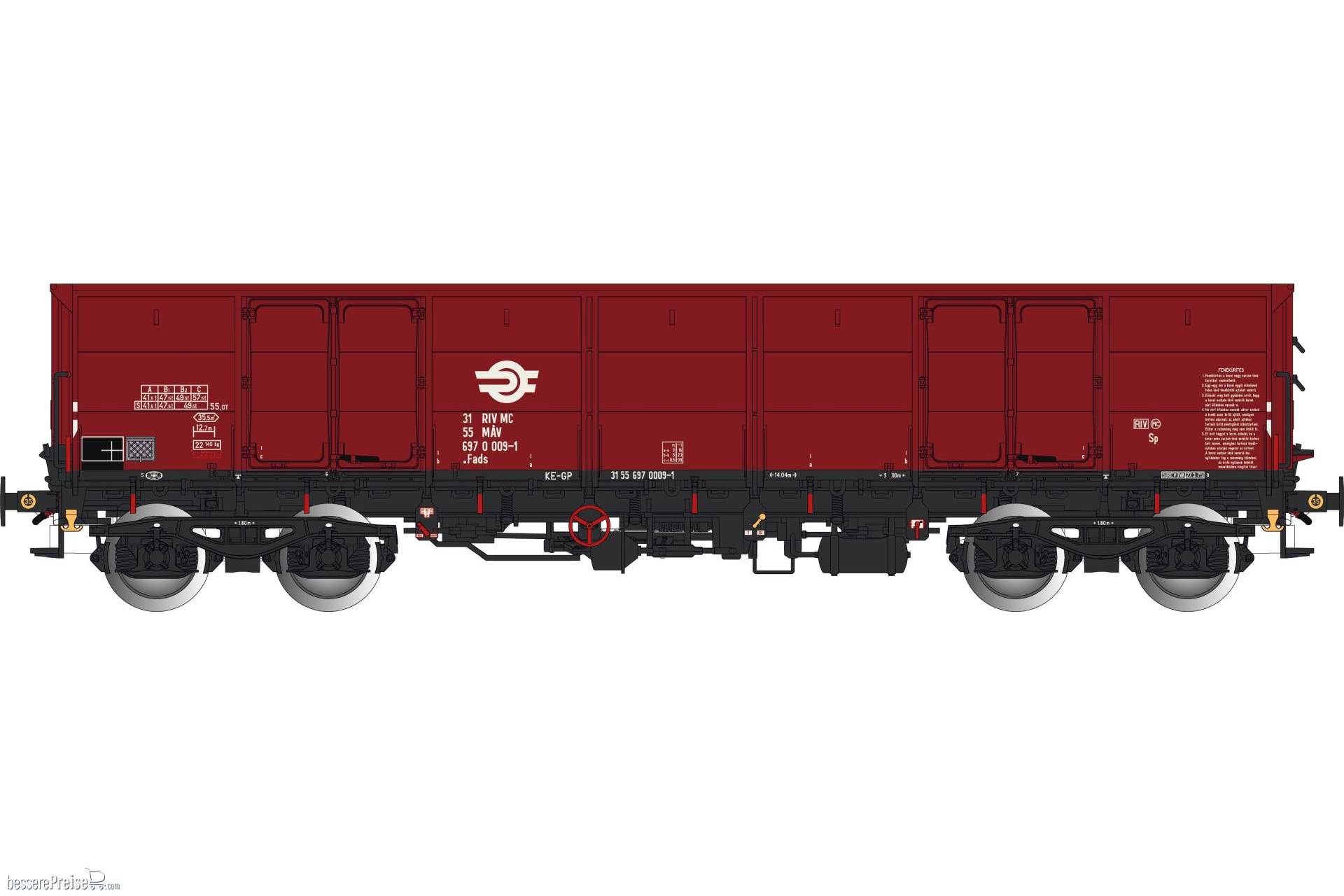 Offener Güterwagen Eaos - MÁV - Ep.IV - in brauner Farbgebung