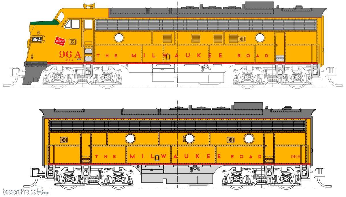 FP7A, F7B - 2 Lokomotiven Set w/DCC