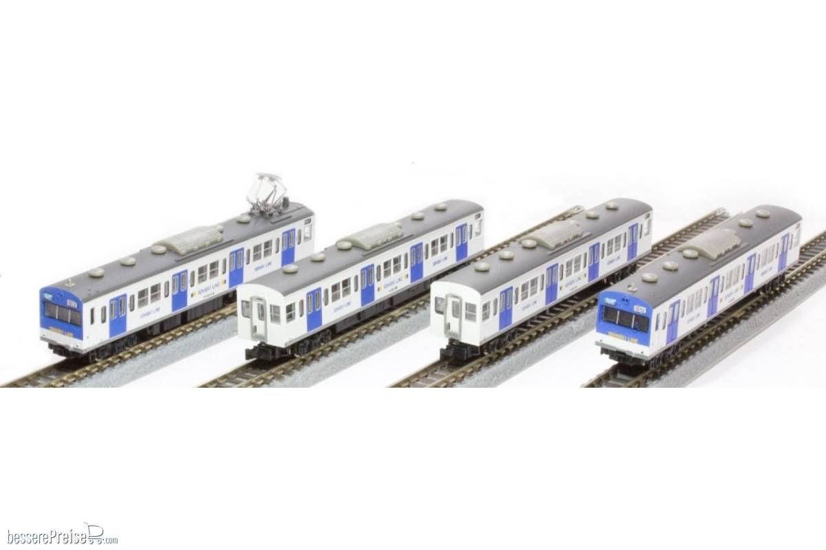 103 Senseki Line Color Low Cab Type Inhalt: 1x Vorderwagen mit Stromabnehmer 1x Mittelwagen 1x Mittelwagen mit Motor 1x Heckwagen