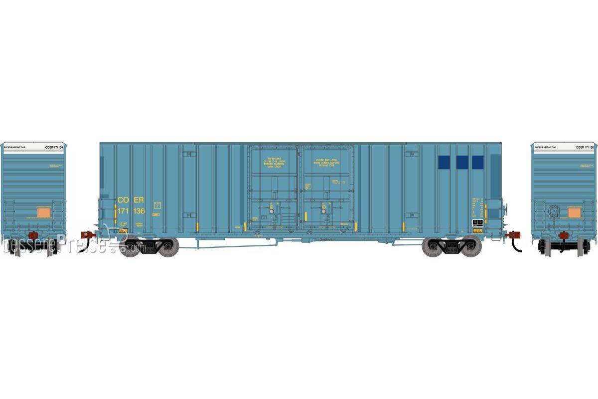 HO ATH 60' Gunderson High Cube Double Door Box Car Primed For Grime COER #171136