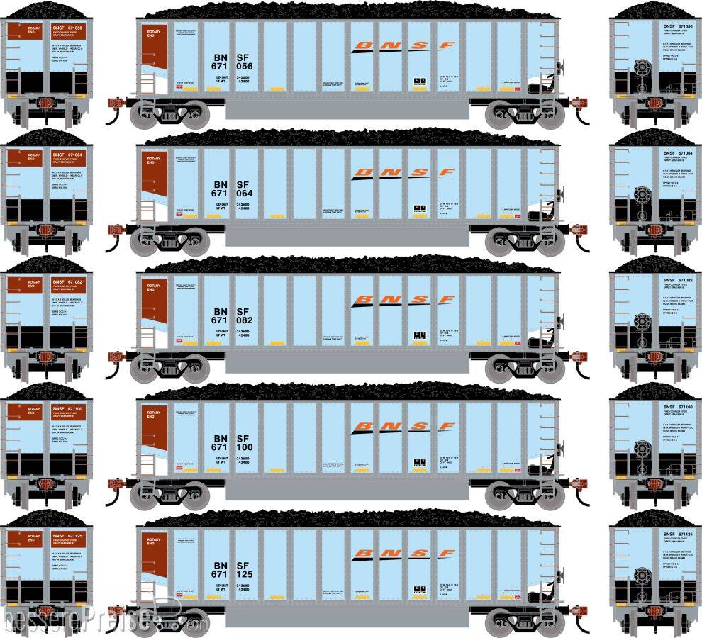 N ATH Bethgon Coalporter w/Coal Load BNSF #671056/671064/671082/671100/671125 (5)