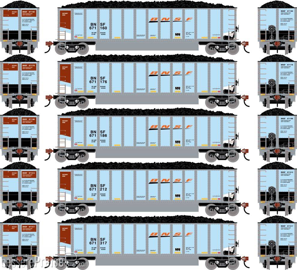 N ATH Bethgon Coalporter w/Coal Load BNSF #671160/671176/671186/671212/671317 (5)