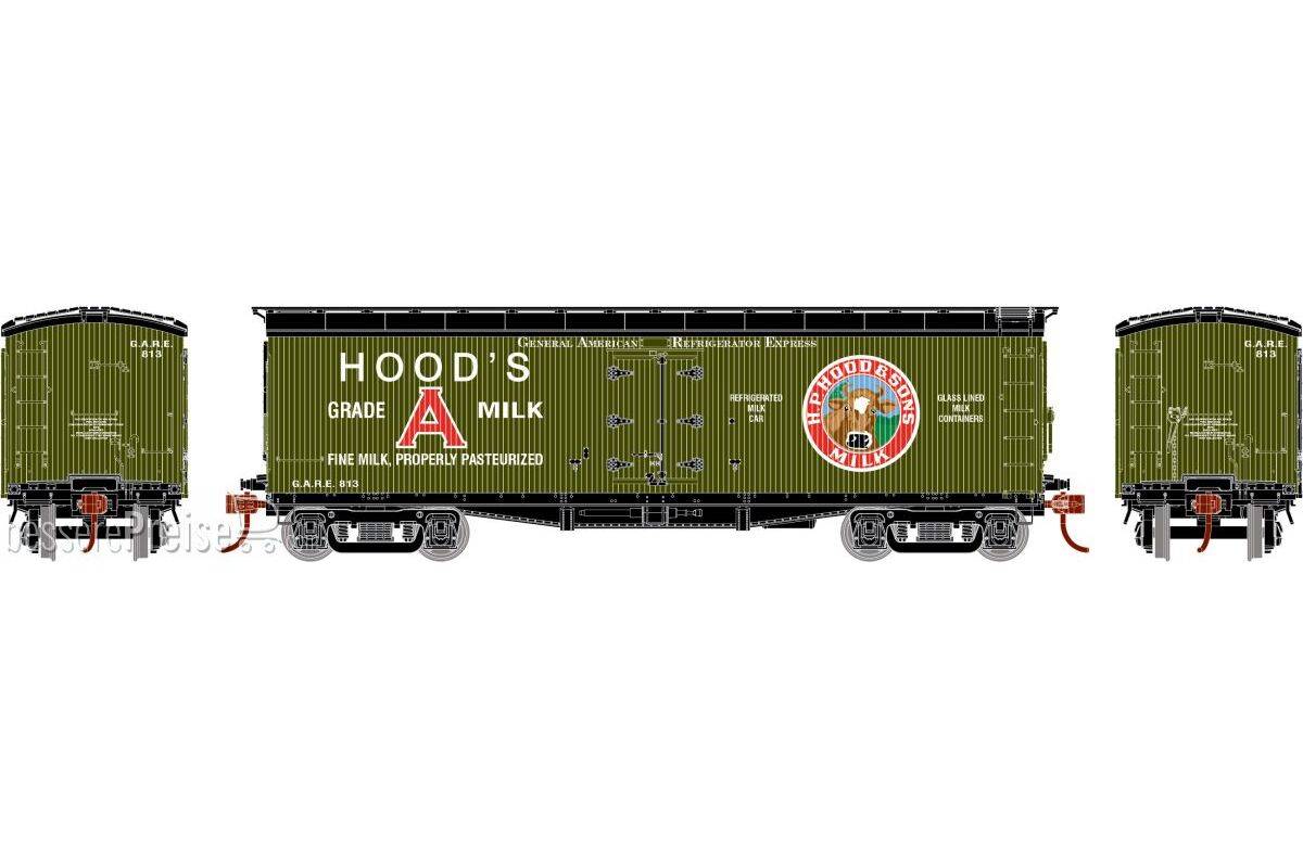 HO ATH 40' Pfaudler Wood Milk Car GARE 'Hood's' #813