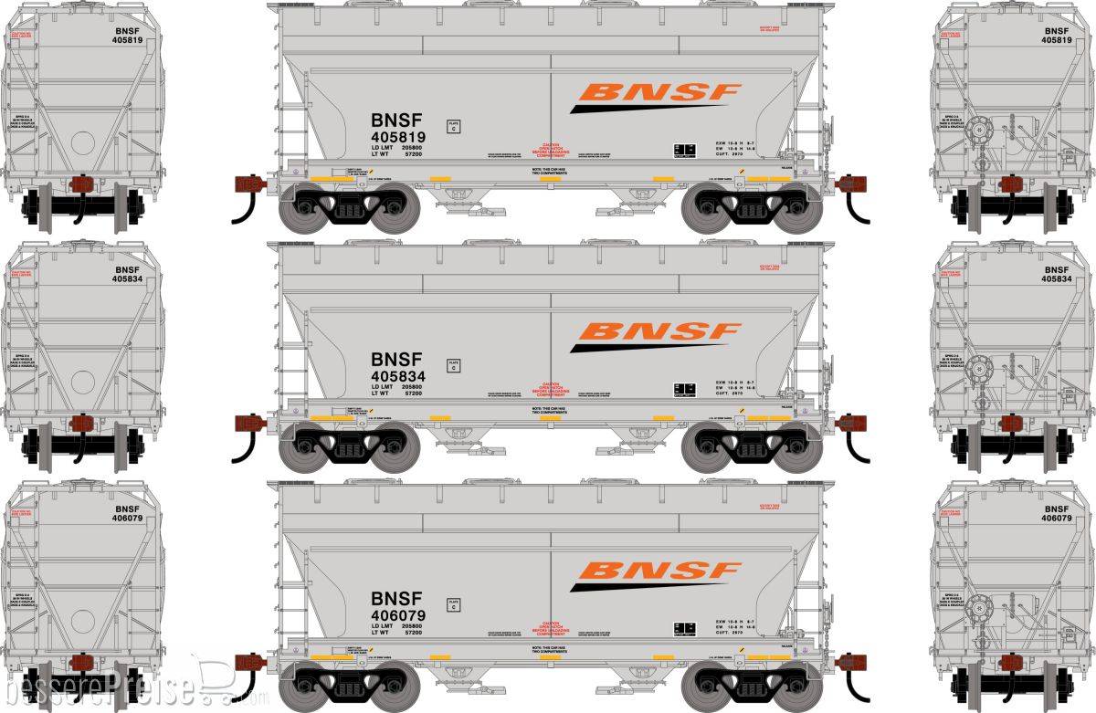 HO ATH ACF 2970 Covered Hopper BNSF #405819/405834/406079 (3)