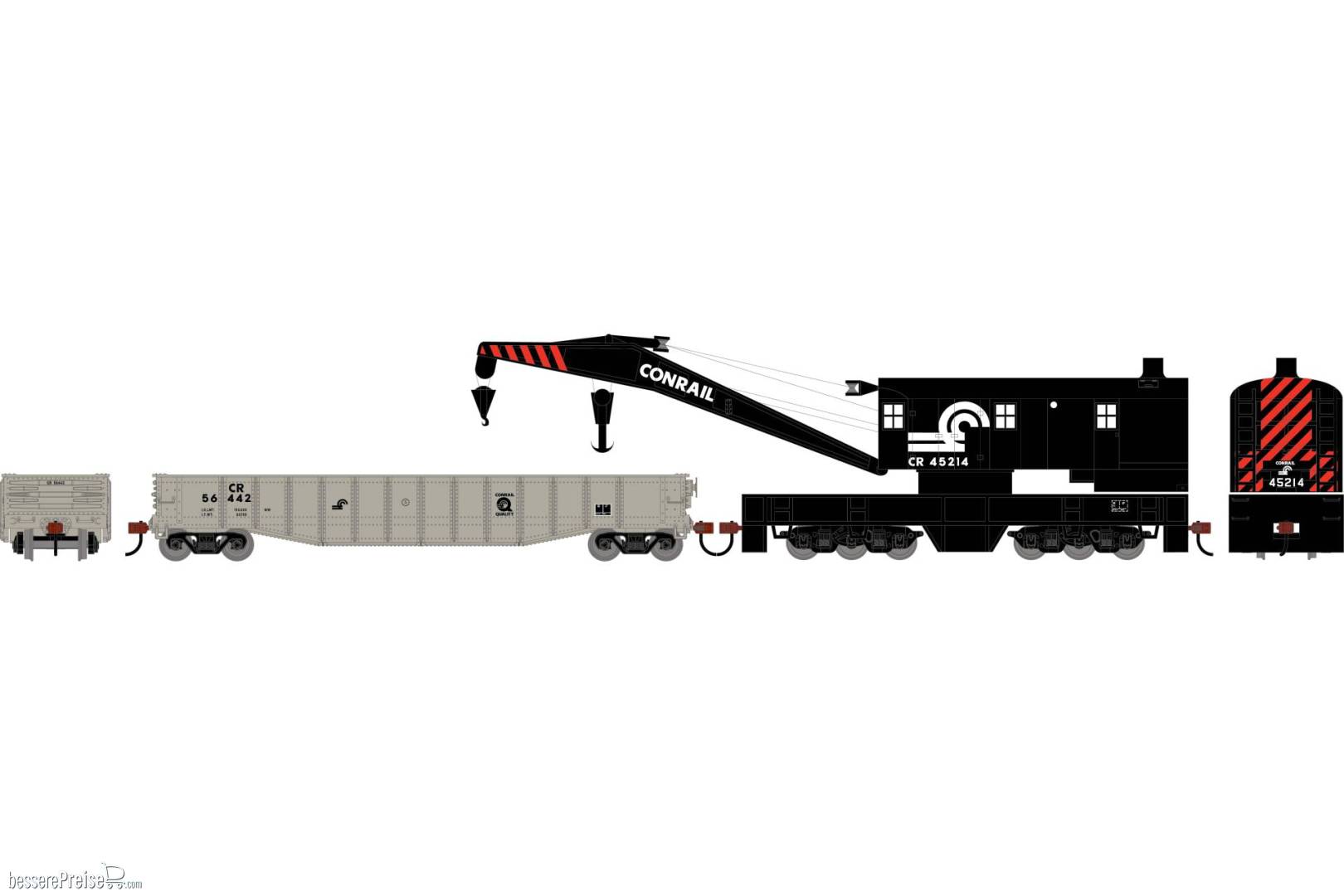 HO ATH 200-Ton Crane and 50' Gondola Set CR #45214 (Crane)