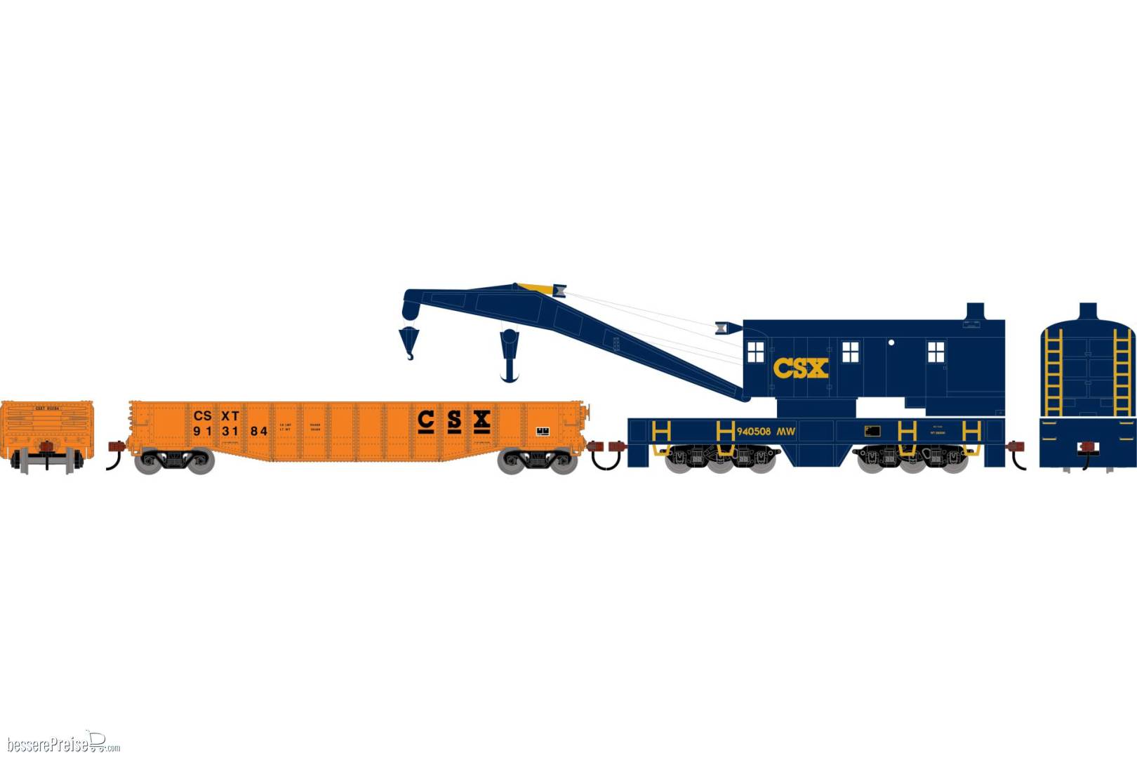 HO ATH 200-Ton Crane and 50' Gondola Set CSXT #940508 (Crane)