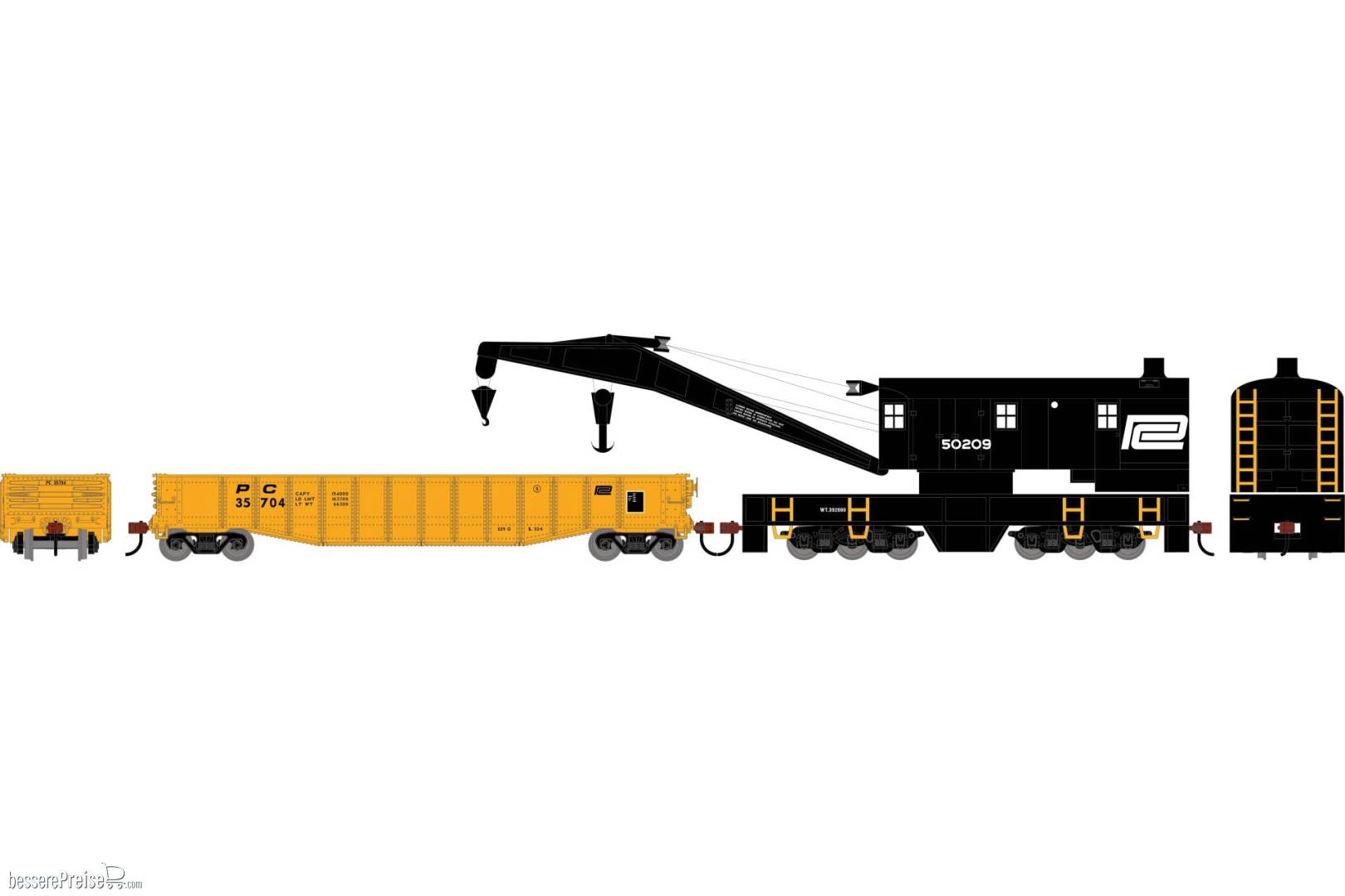 HO ATH 200-Ton Crane and 50' Gondola Set PC #50209 (Crane)