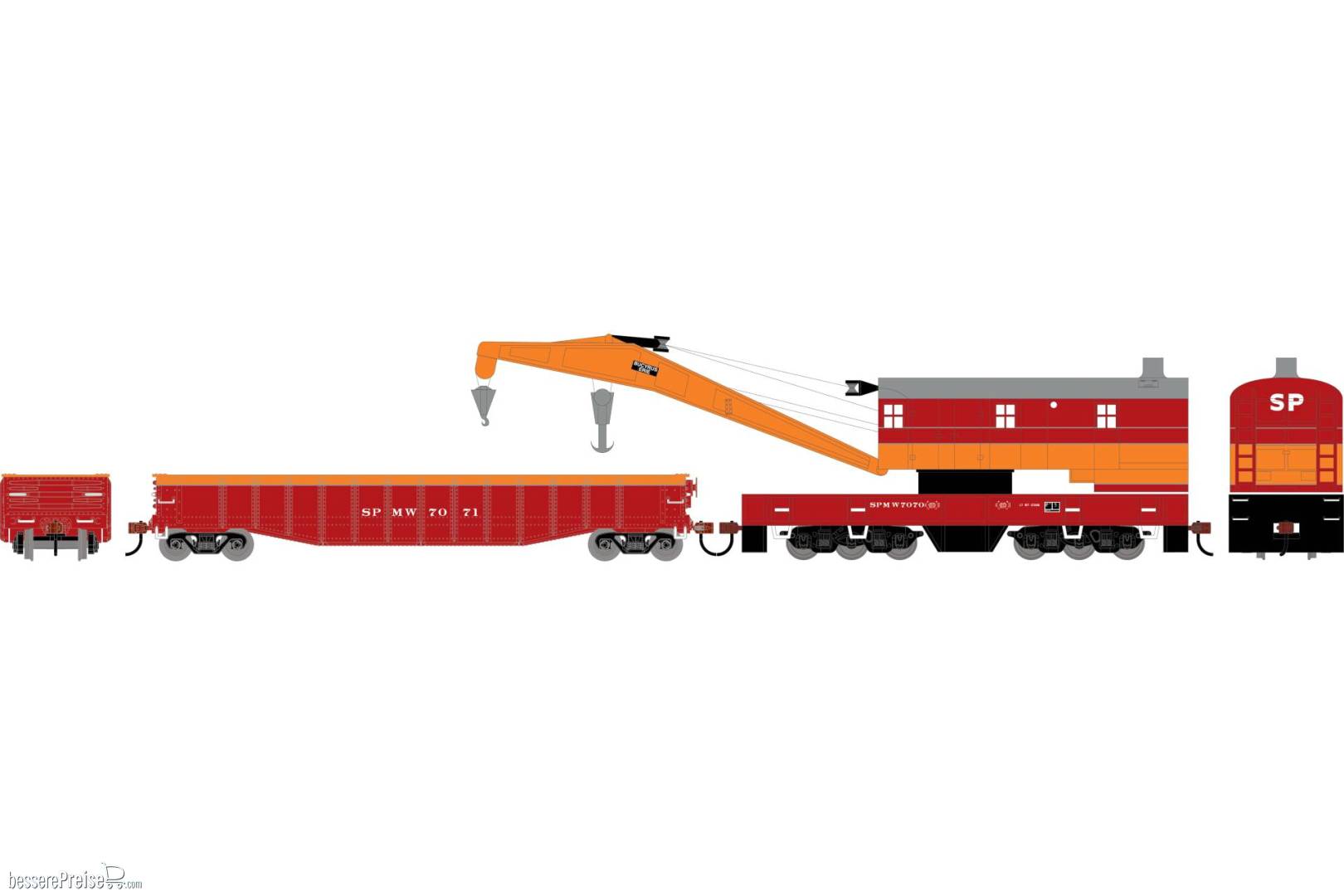 HO ATH 200-Ton Crane and 50' Gondola Set SPMW #7070 (Crane)
