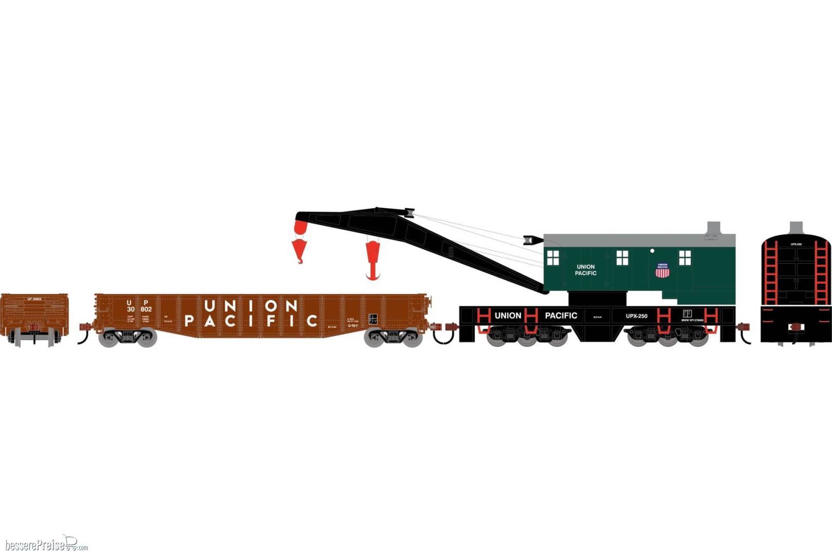 HO ATH 200-Ton Crane and 50' Gondola Set UPX #250 (Crane)