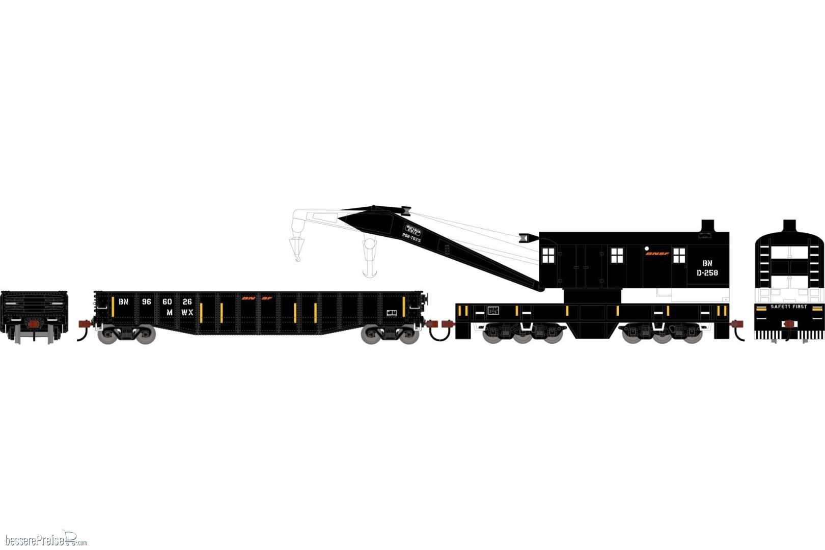 HO ATH 200-Ton Crane and 50' Gondola Set BN #D-258 (Crane)