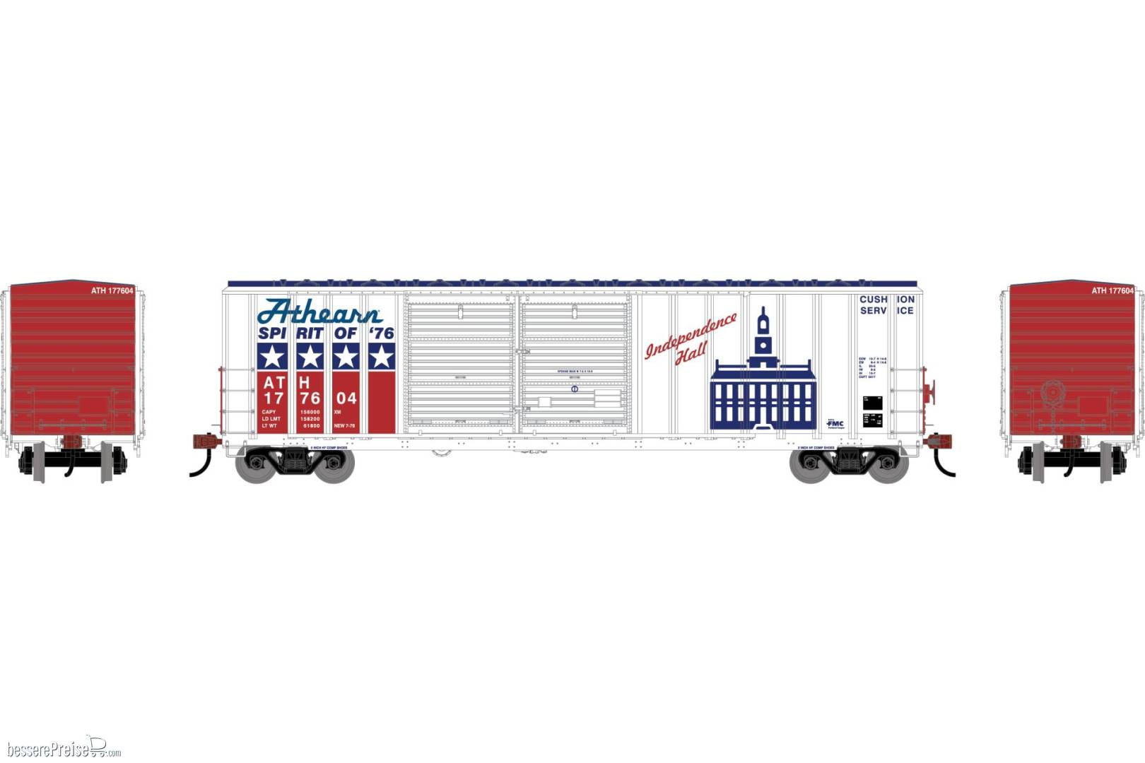 HO ATH 50' FMC 5077 DD Offset Box Car Legendary Liveries ATH 'Spirit 76' #177604