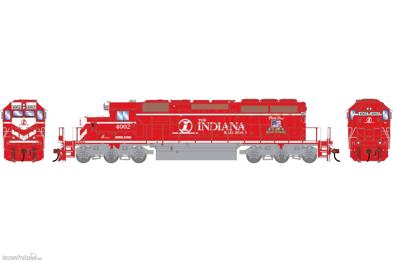 HO ATH SD40-2 Locomotive INRD 'First Responders' #4002