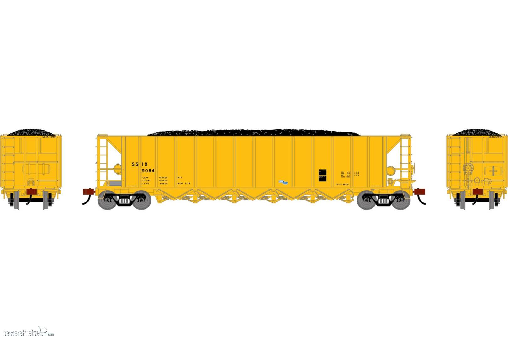 HO ATH Ortner 5-Bay Rapid Discharge Hopper w/Coal SSIX #5084