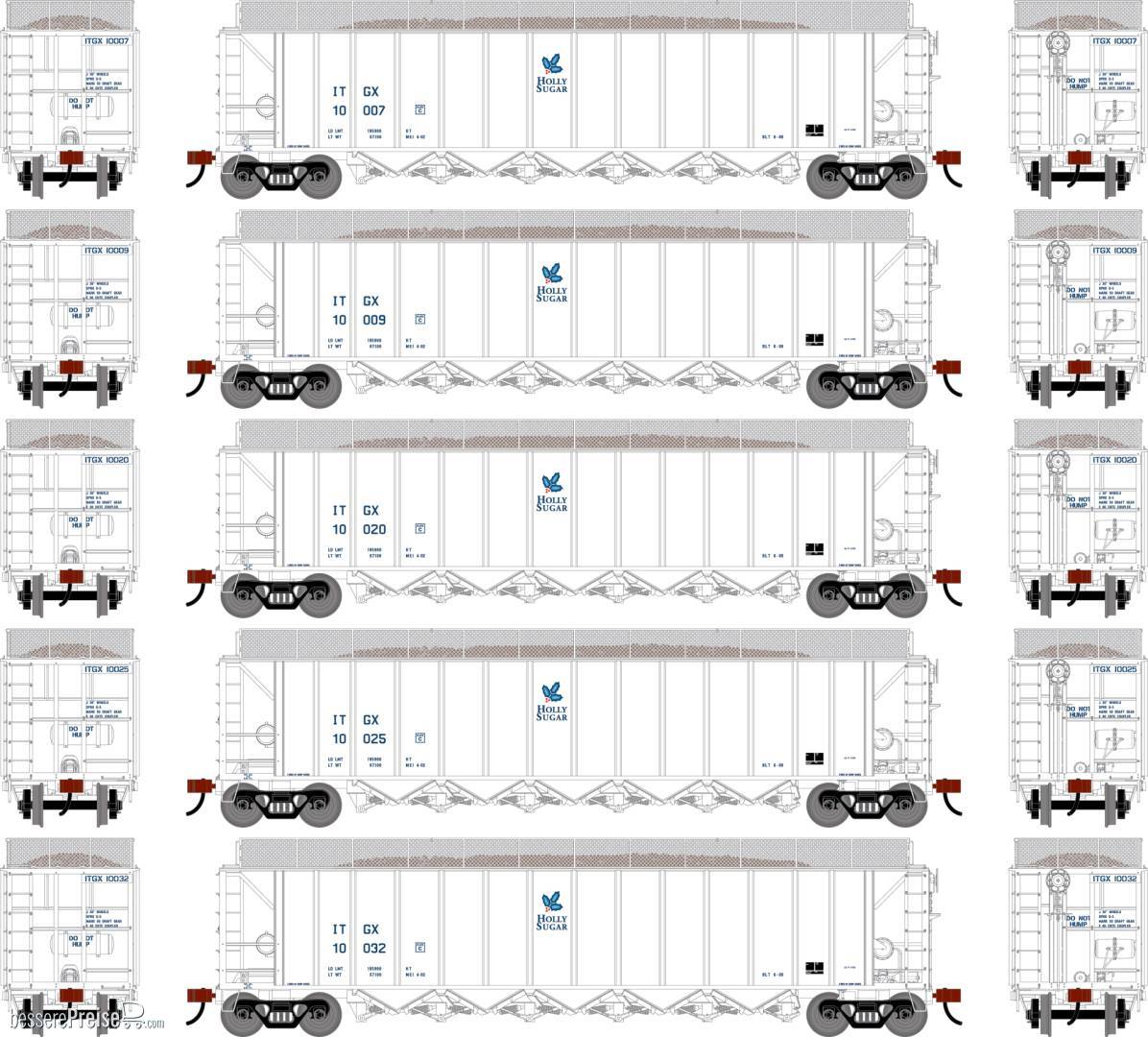 HO ATH Ortner 5-Bay Rapid Discharge Hopper w/Coal ITGX #10007/10009/10020/10025/10032 (5)