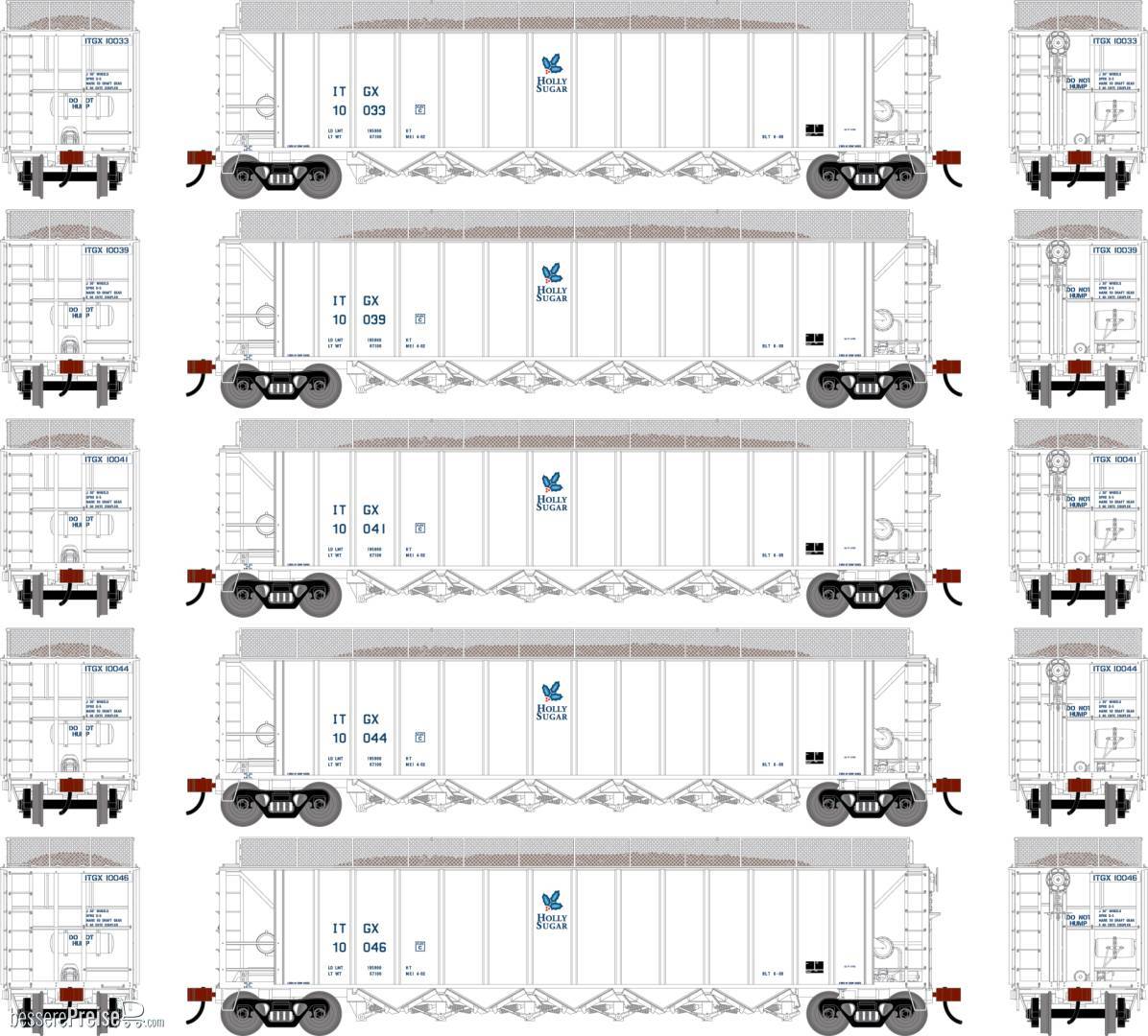 HO ATH Ortner 5-Bay Rapid Discharge Hopper w/Coal ITGX #10033/10039/10041/10044/10046 (5)
