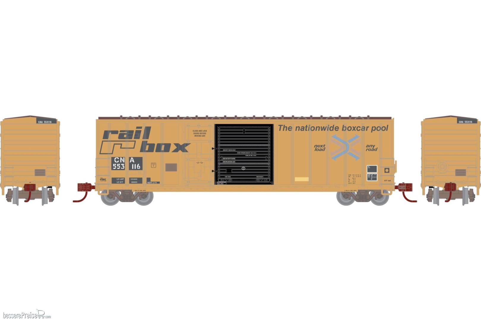 N ATH 50' FMC 5277 Combo Door Box Car Primed For Grime CNA 'Ex-ABOX' 553116