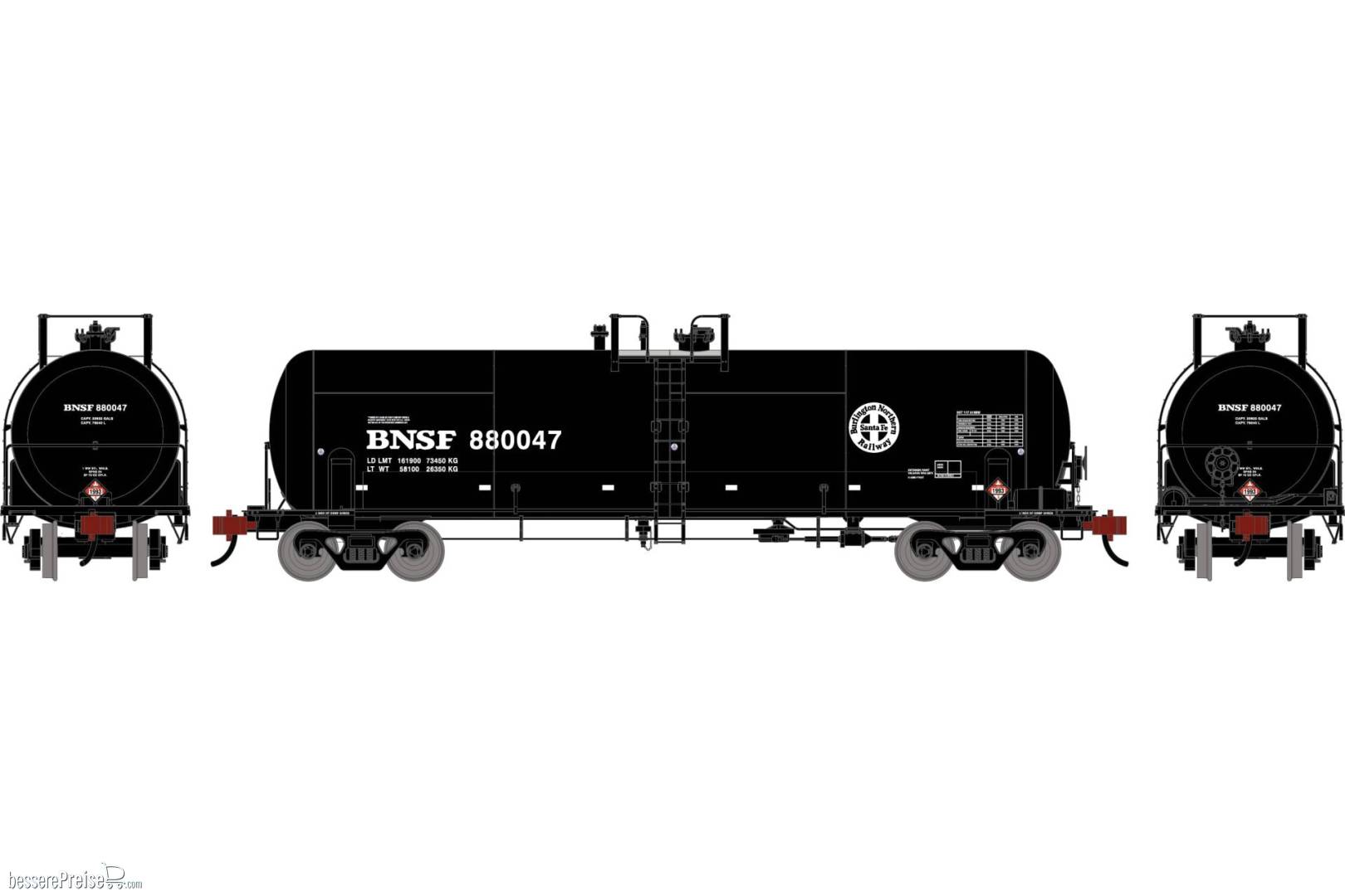 HO ATH RTC 20 900 Gallon Acid Tank Car BNSF 'Circle Cross' #880047
