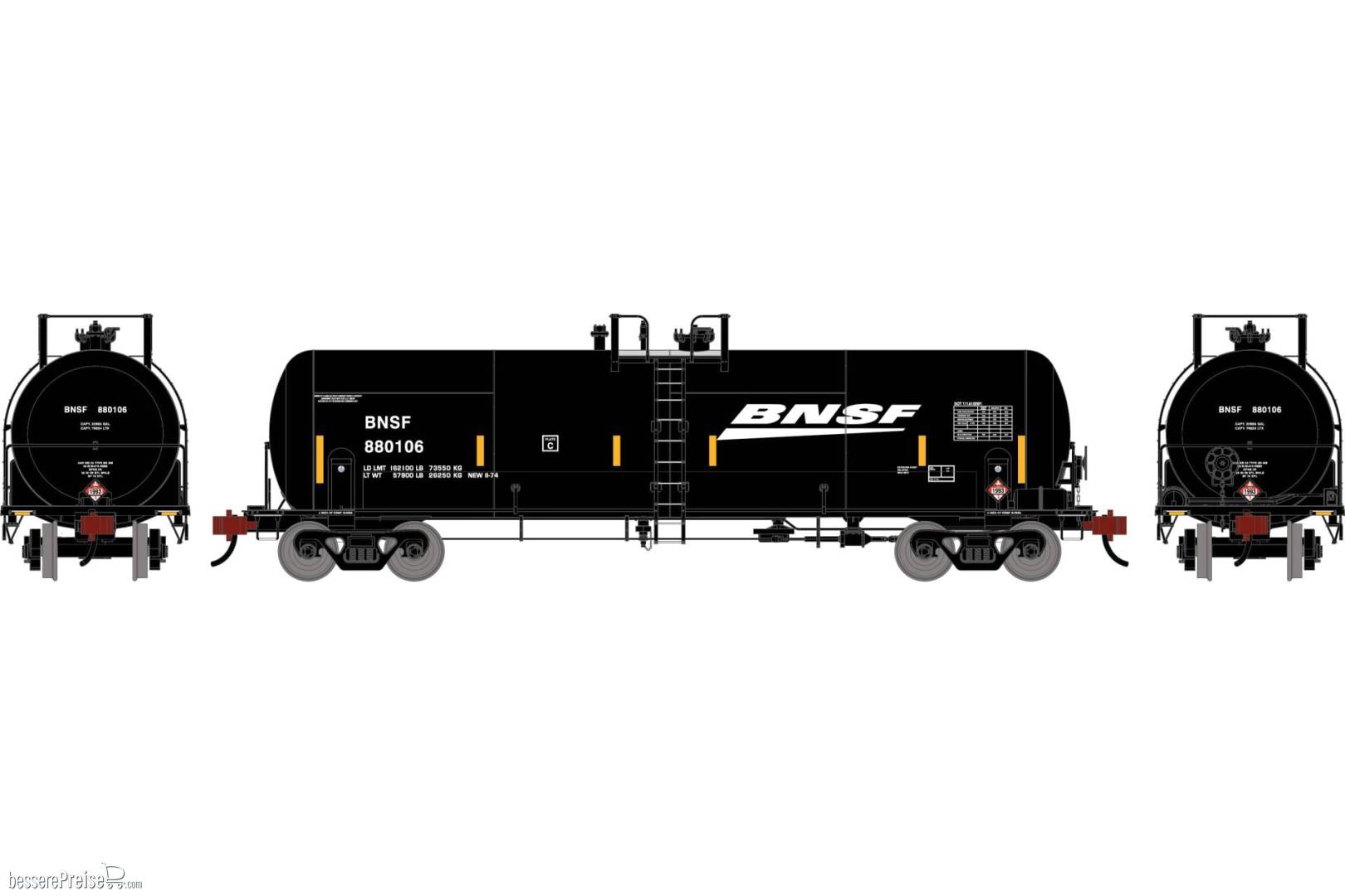 HO ATH RTC 20 900 Gallon Acid Tank Car BNSF 'Wedge' #880106