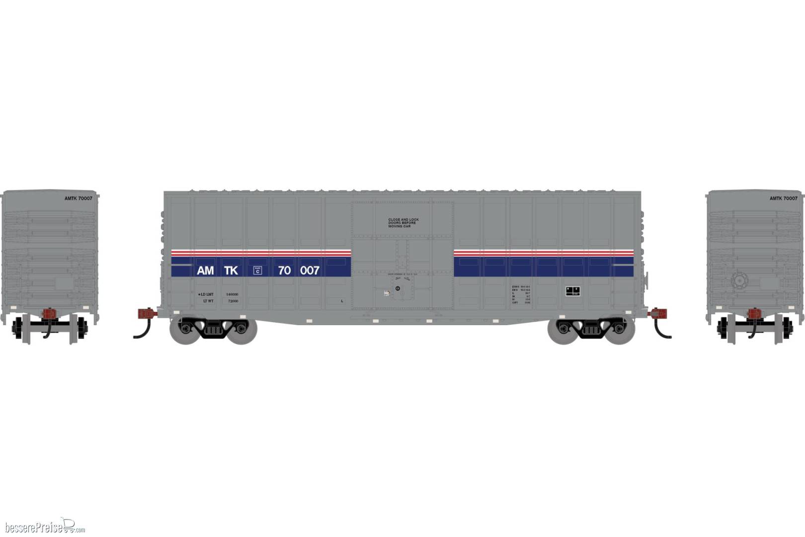 HO RND 50' Waffle High Cube Box Car AMTK Phase IV #70007