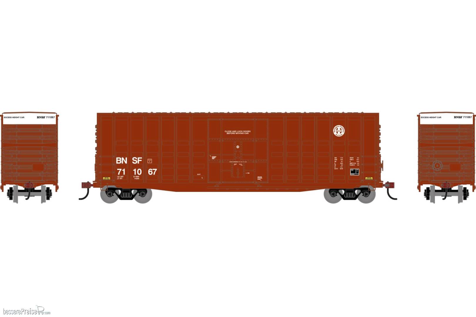 HO RND 50' Waffle High Cube Box Car BNSF #711067