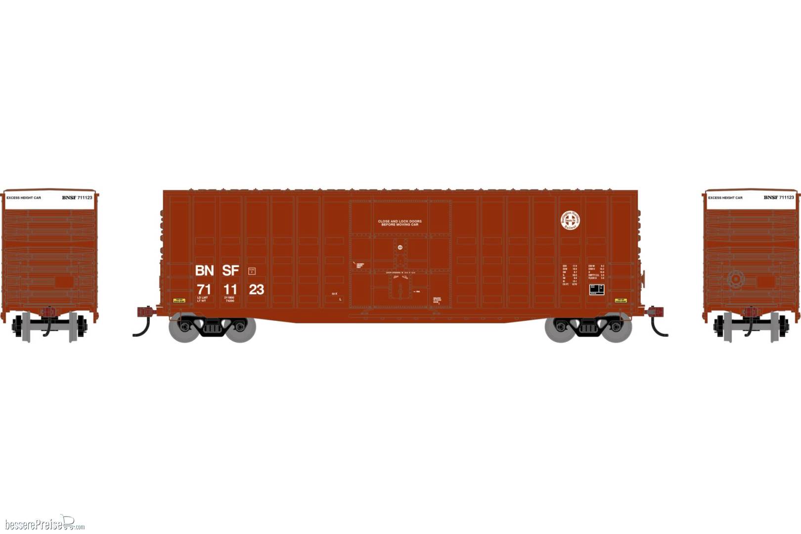 HO RND 50' Waffle High Cube Box Car BNSF #711123