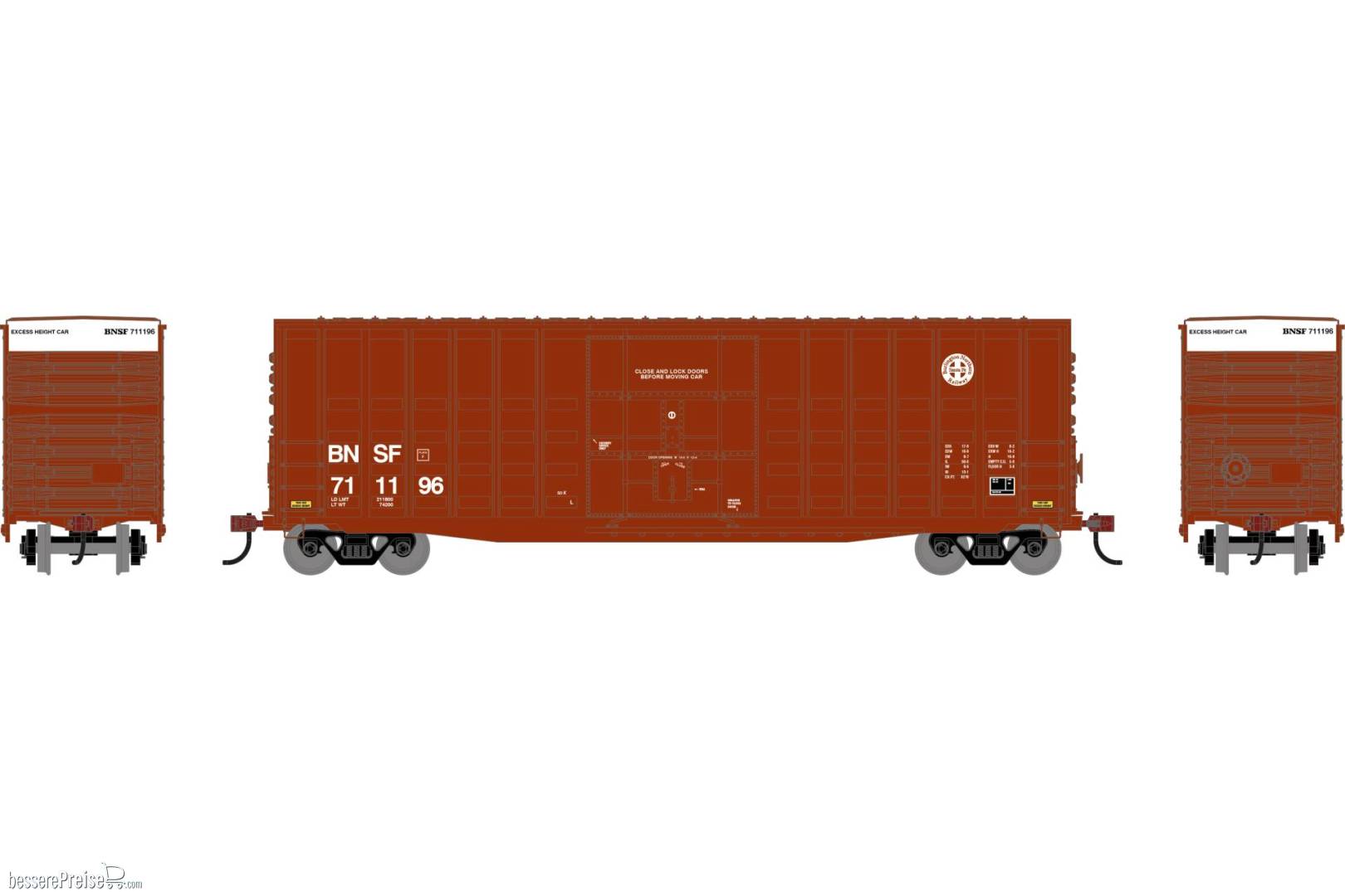 HO RND 50' Waffle High Cube Box Car BNSF #711196
