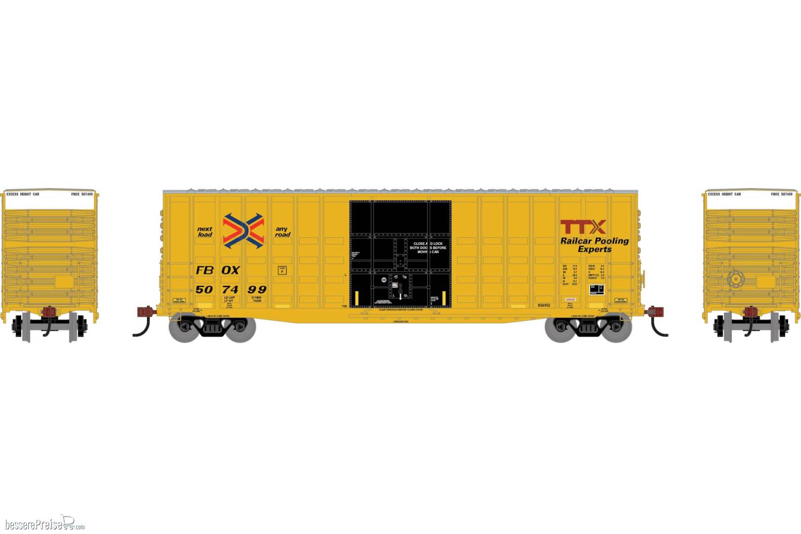 HO RND 50' Waffle High Cube Box Car FBOX #507499