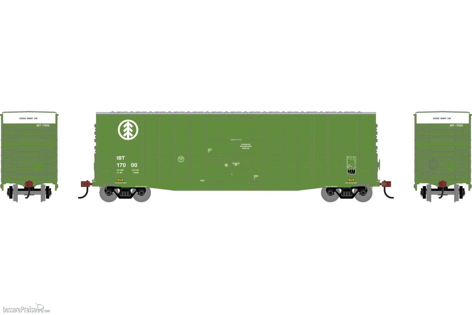 HO RND 50' Waffle High Cube Box Car IBT #17000
