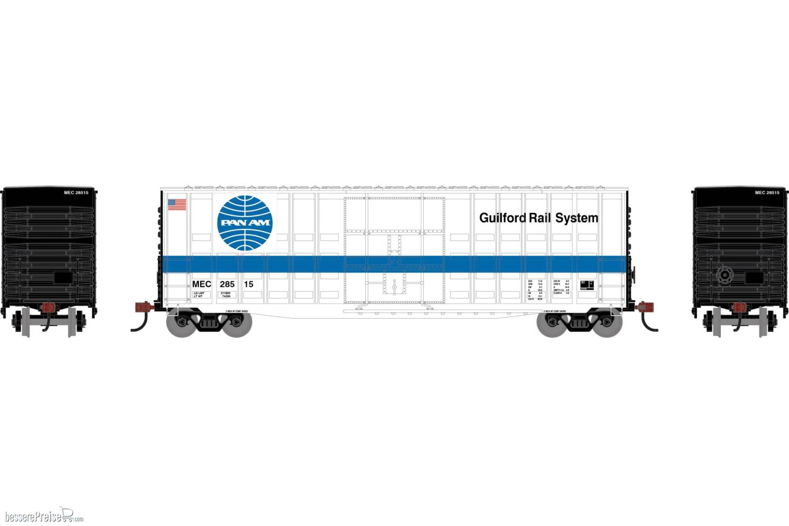 HO RND 50' Waffle High Cube Box Car MEC #28515
