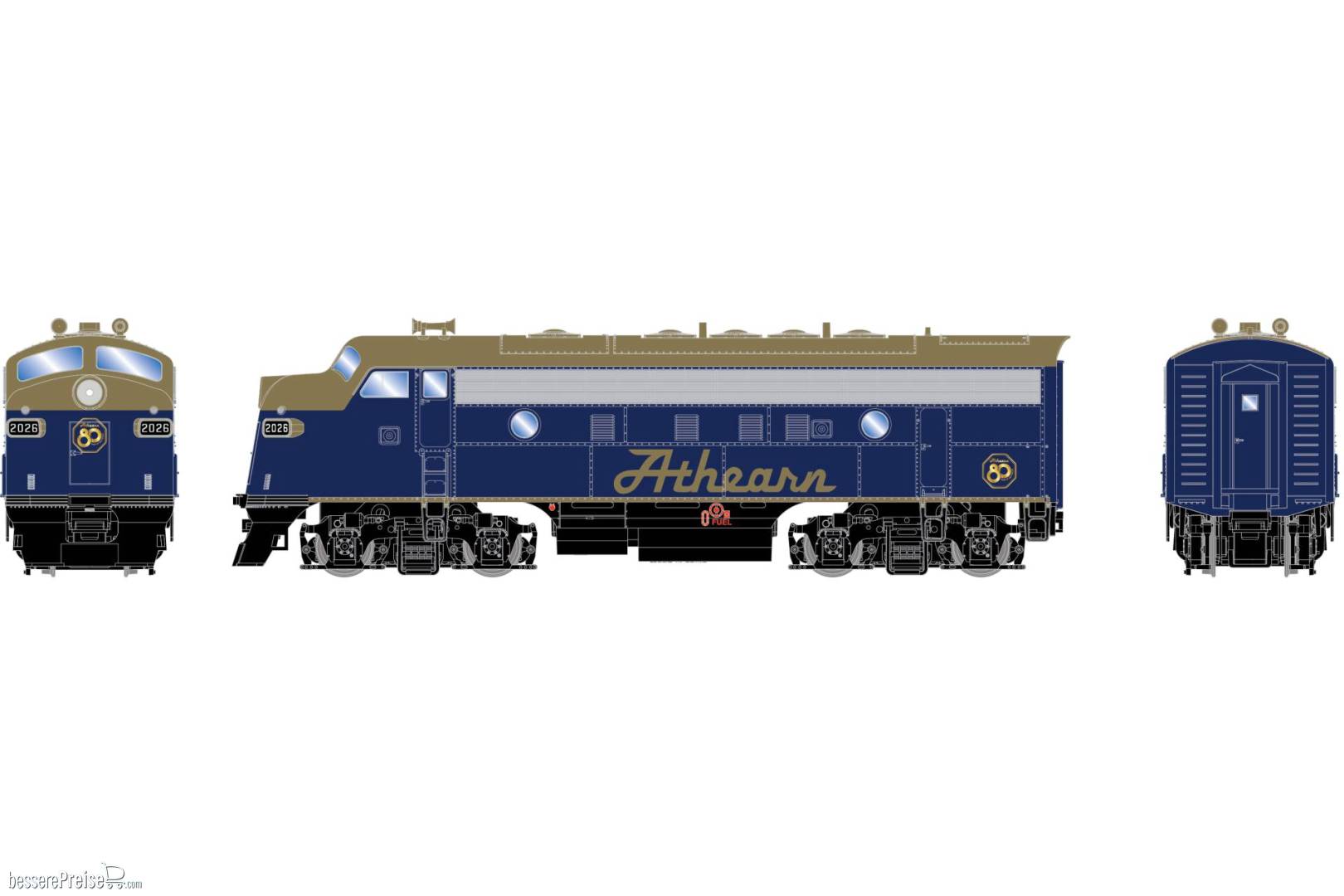 HO RND F7A Single Headlight DCC-Ready Locomotive ATHX #2026 80th Anniversary Limited Edition