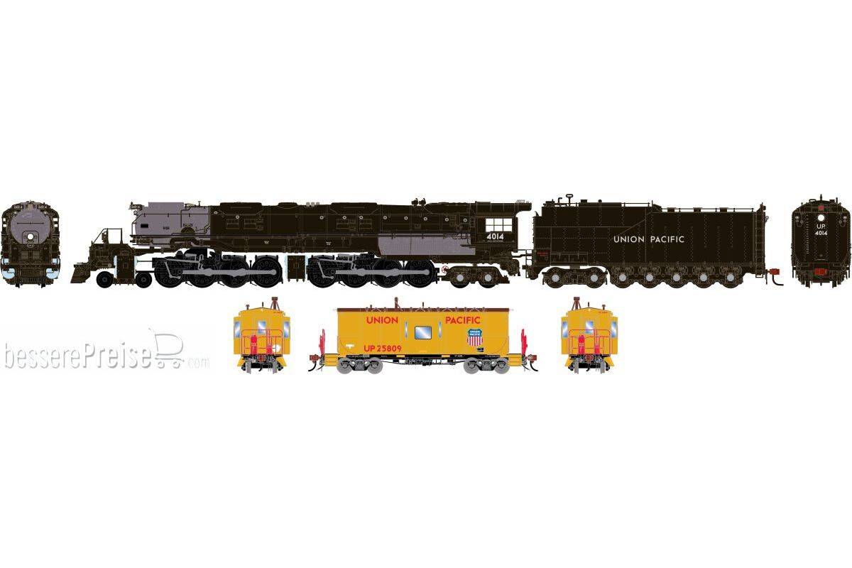 4-8-8-4 Big Boy UP #4014 & CA-11 Caboose w/Lights Locomotive-UP #4014, Caboose- UP 'Snowbus' #25809