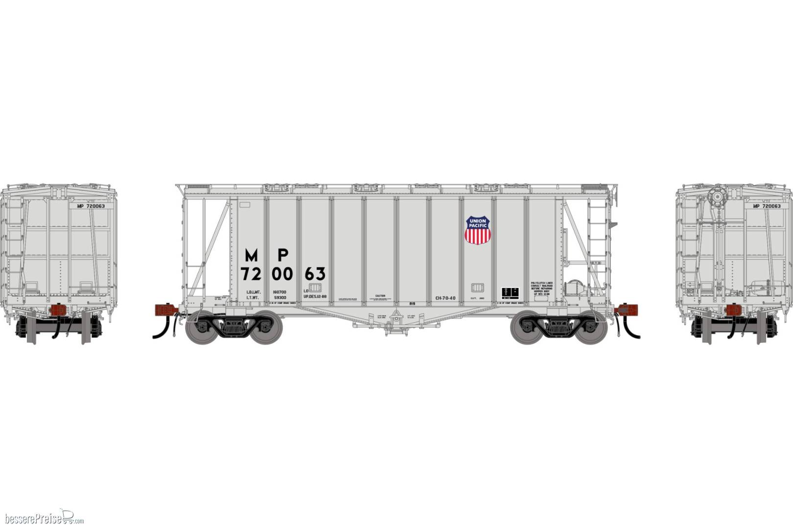 HO GEN GATC 2600 Airslide Covered Hopper Early MP 'UP' #720063