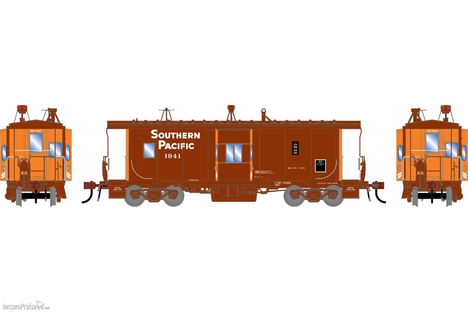 HO GEN ICC Bay Window Caboose w/Lights Early SP #1941