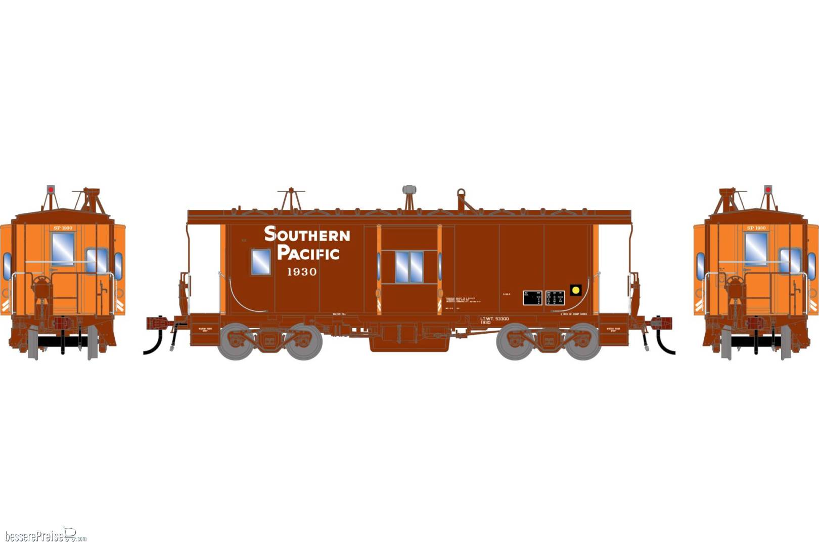 HO GEN ICC Bay Window Caboose w/Lights Late SP #1930