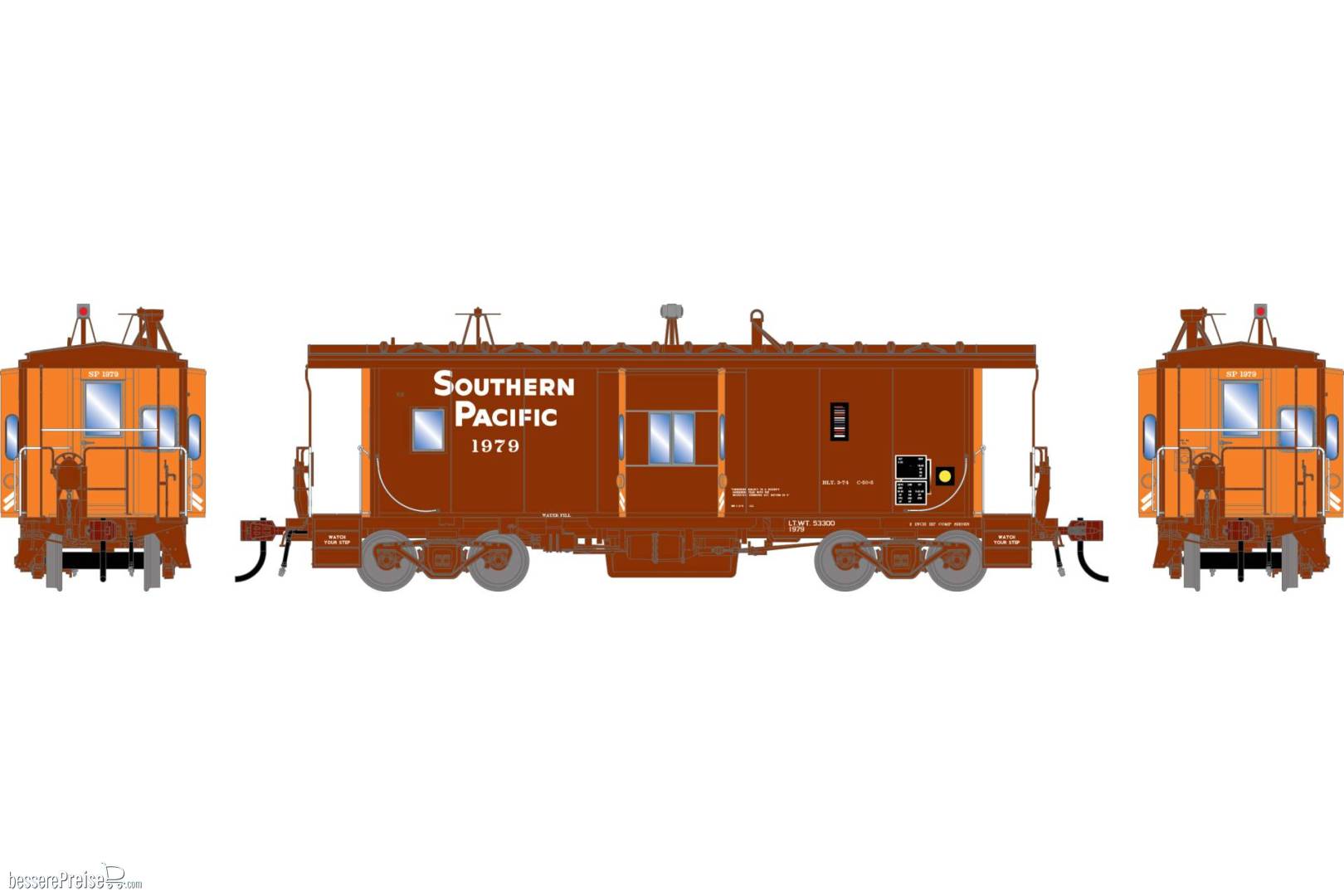 HO GEN ICC Bay Window Caboose w/Lights Late SP #1979
