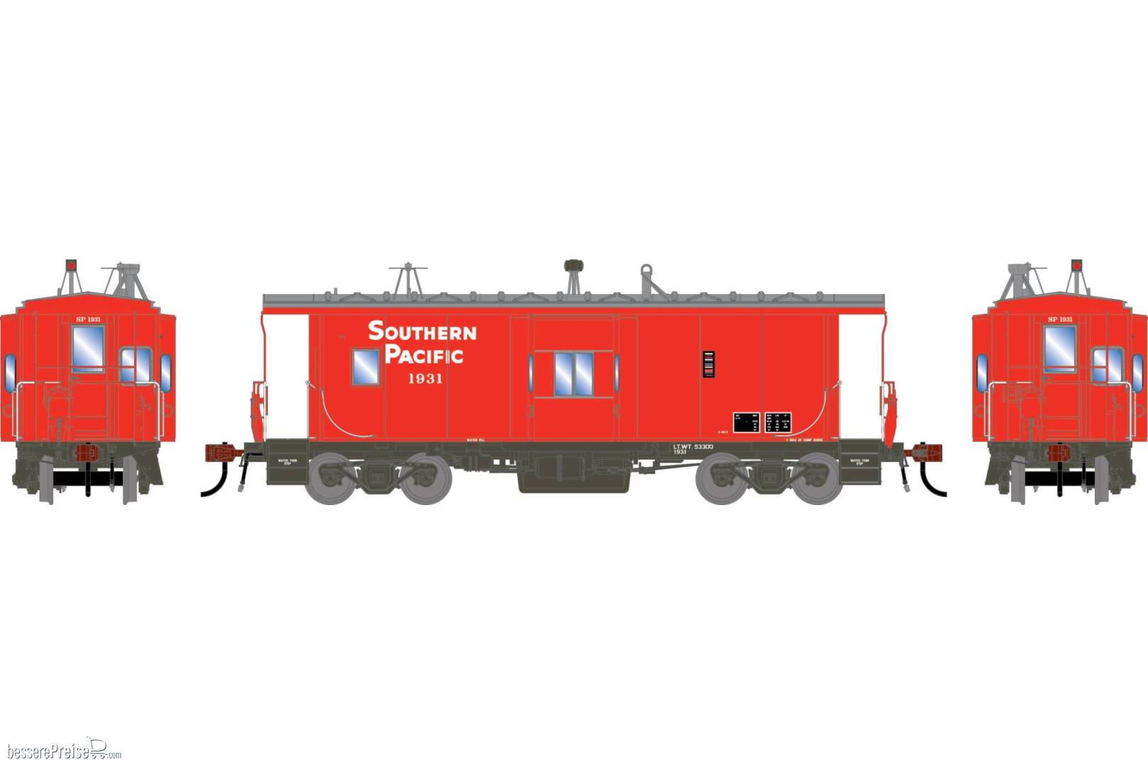 HO GEN ICC Bay Window Caboose w/Lights Legendary Liveries Late Red SP #1931