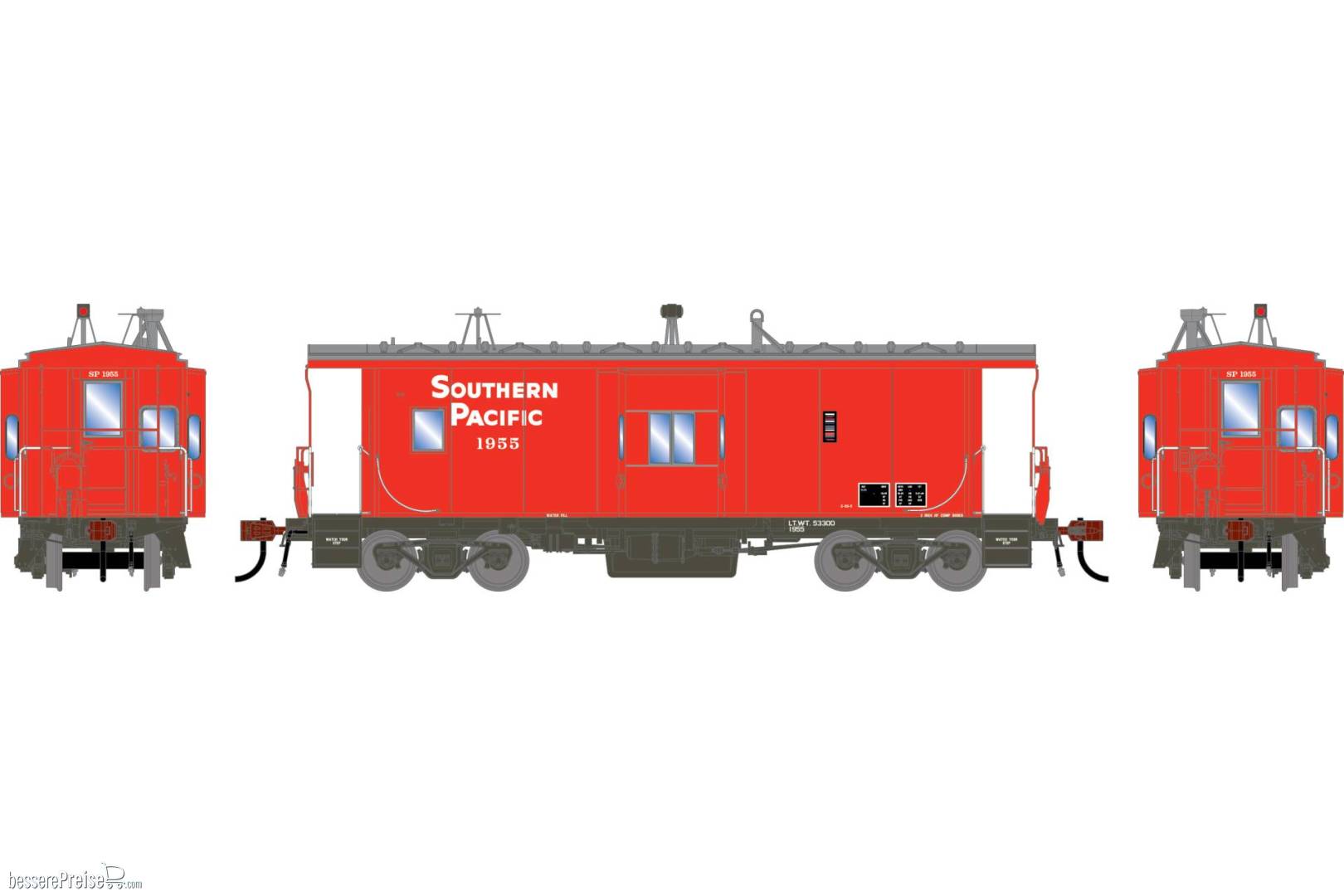 HO GEN ICC Bay Window Caboose w/Lights Legendary Liveries Late Red SP #1955