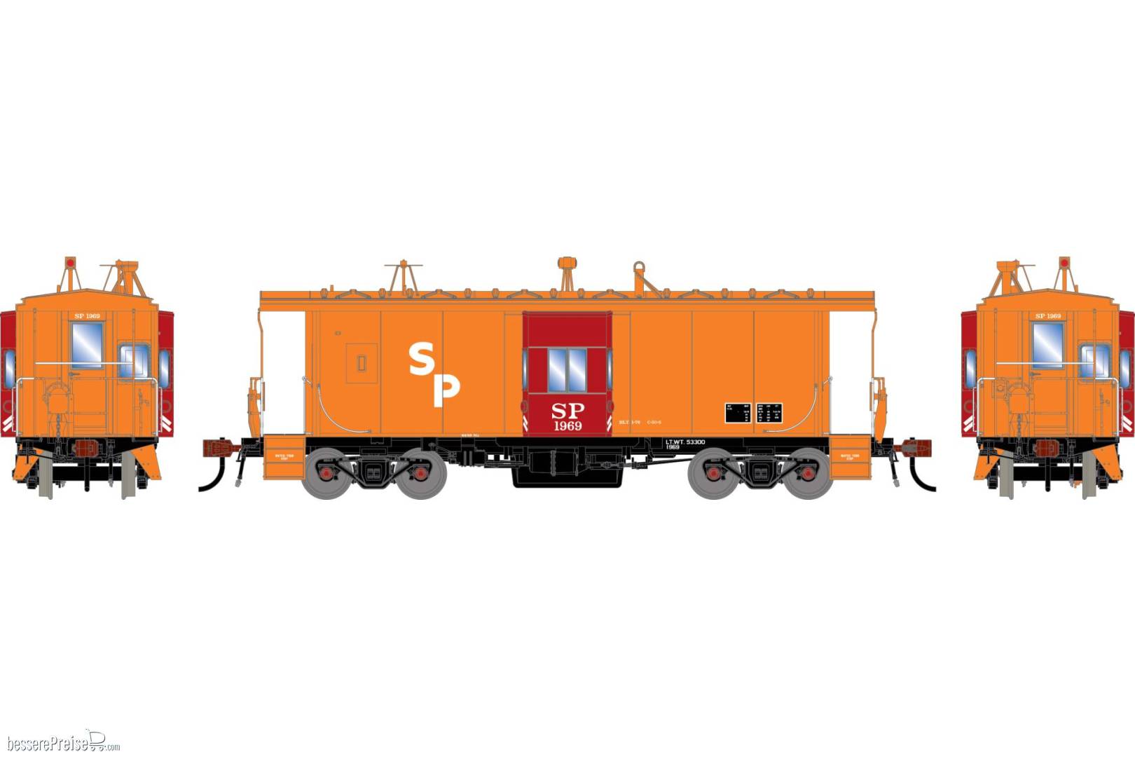 HO GEN ICC Bay Window Caboose w/Lights Legendary Liveries Late Daylight SP #1969