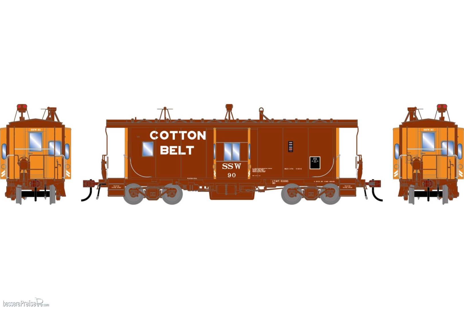 HO GEN ICC Bay Window Caboose w/Lights Early SSW #90
