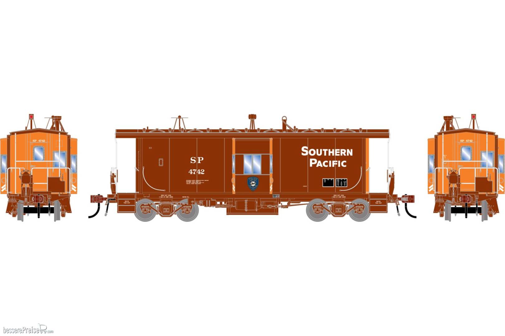 HO GEN ICC Bay Window Caboose w/Lights & Sound SP Police #4742