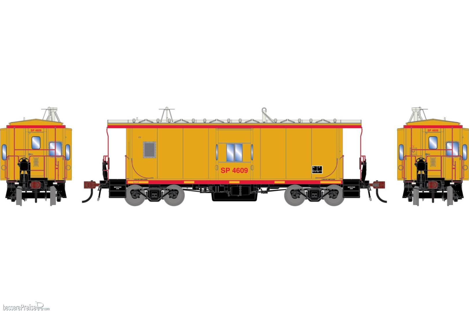 HO GEN ICC Bay Window Caboose w/Lights UP #4609