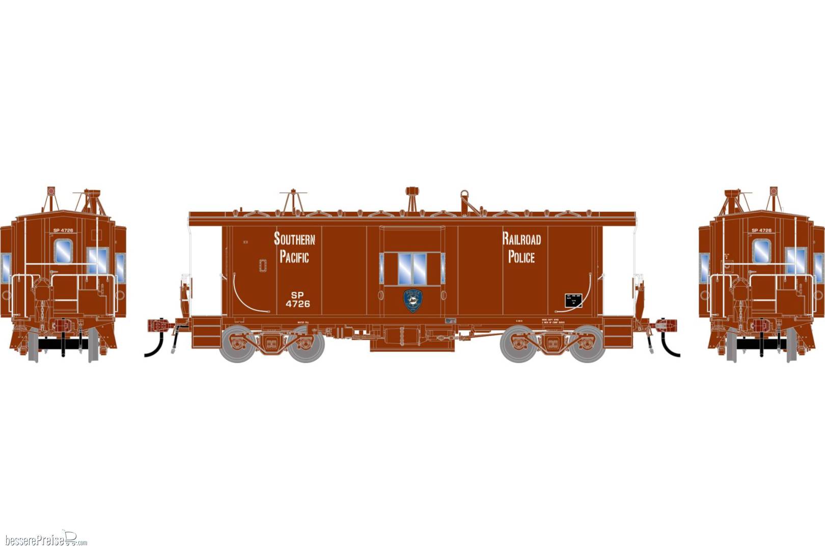 HO GEN ICC Bay Window Caboose w/Lights SP Police #4726