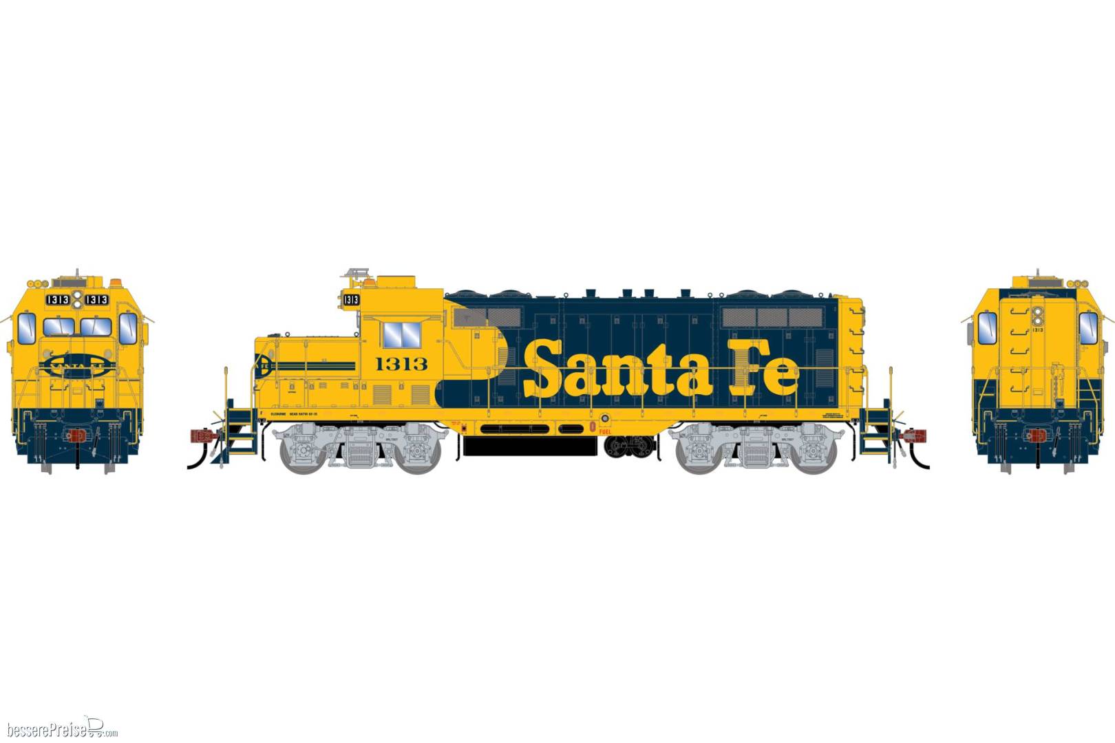 HO GEN GP7u Locomotive ATSF #1313